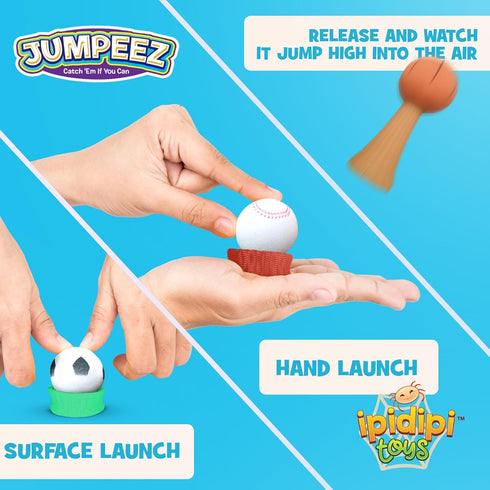 24-Pack IPIDIPI TOYS Jumpeez Sport Ball Rocket Poppers Jumping Spring Launcher Toys - Birthday Party Favors, Goodie Bag
