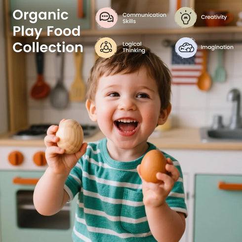 Set 6-Piece Tiny Land Wooden Egg Toy for Kids Pretend Play Food with Cutting Eggs, Fried Egg & Realistic Carton