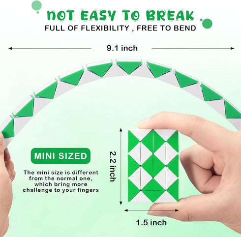 60 Pack 24 Favors(Green,60) Blocks Fidget Snake Cube Mini Twist Puzzle Magic Snake Speed Cubes for Stocking Party Gifts