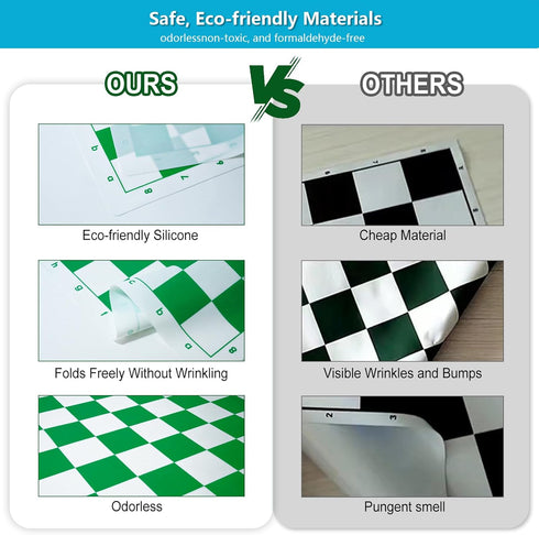 Set 20'' Board-3.75'' 2 1 Travel Chess Silicone Chess King Height Plastic Piece, Extra Queens & Storage Bag