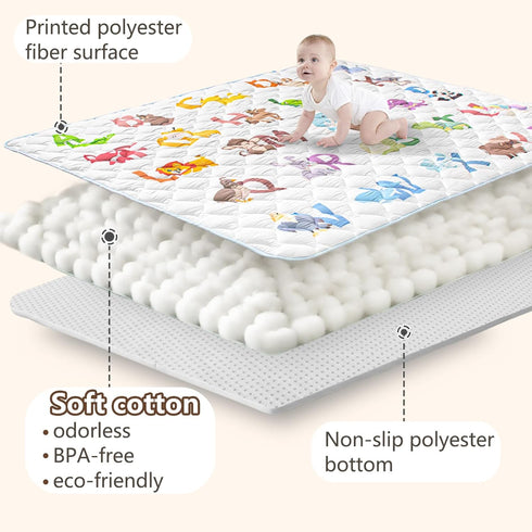 71x59 Baby Play Mats for Floor, Upgraded Thickness & Larger Super Soft Playmat for Babies and Toddlers, Foldable