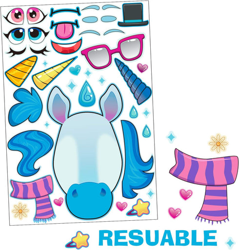 JOYIN 36PCS Make a Face Stickers for Kids, 9.8"x6.7" Unicorn Stickers, Party Favors Crafts, Goodie Bags Stuffers