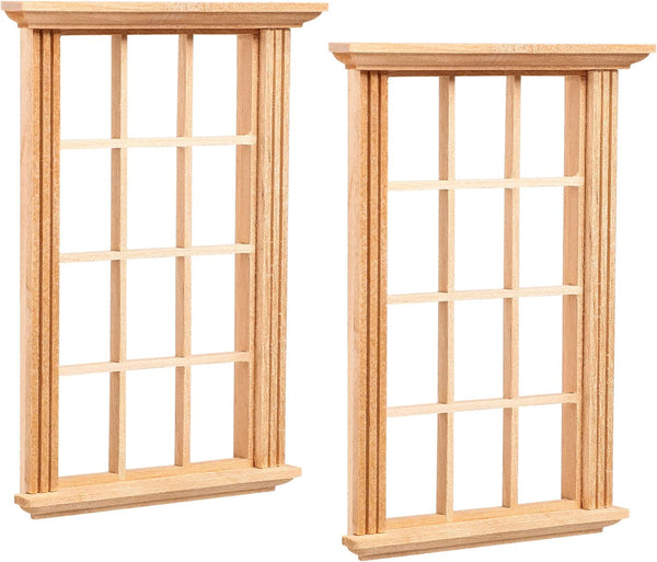 2 Pcs Mini Furniture Doll House Miniature Window Frame Model Decoration