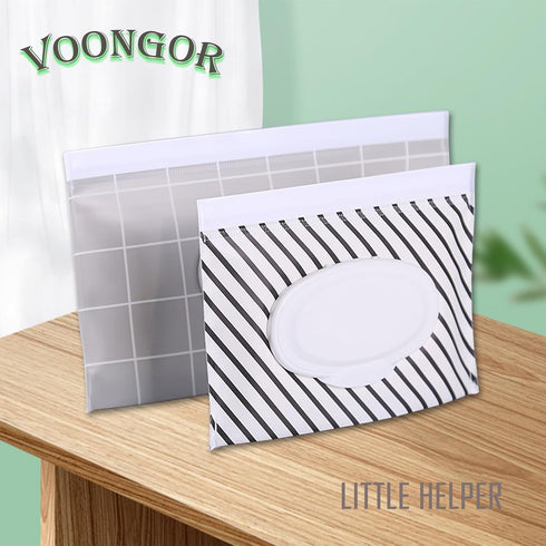Portable Wet Wipe Pouch, Reusable Refillable Baby Travel Wipes Holder & Case, Lightweight Flushable Diaper Wipes