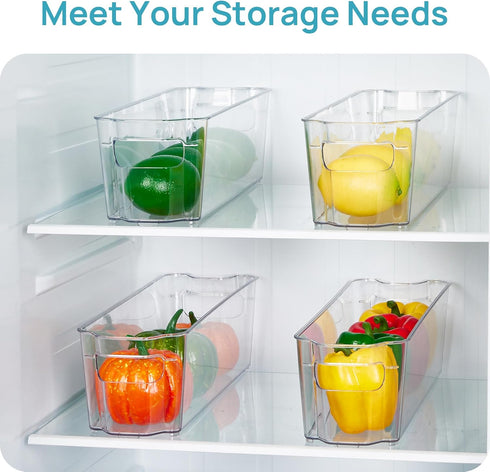 4PCS Set, 4.3 14.7" Vtopmart Breastmilk Storage Container Clear Freezer and Fridge Organizer Bins, Plastic Storage Bins
