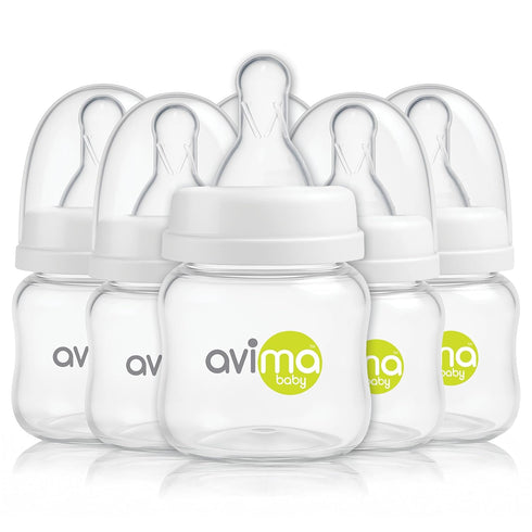 Avima Baby Anti-Colic Preemie Bottles 2oz 6 Pack, Standard Neck, BPA-Free, 100%