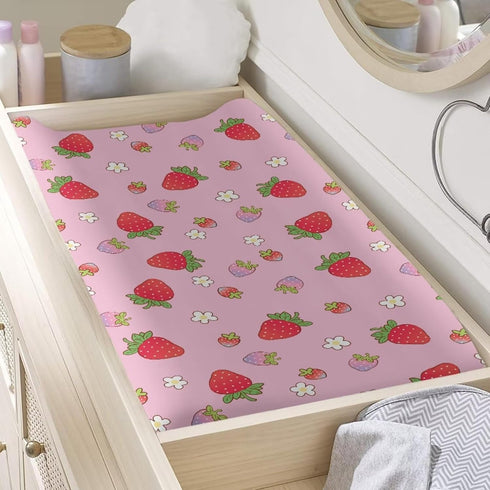 Strawberry Changing Pad Cover for Baby Soft Baby Diaper Change Table Pad Covers Washable Changing Pads Liners for All