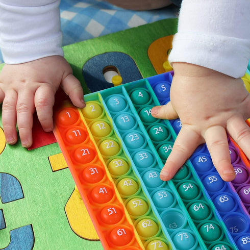 7.8in Big Size P0pp Math Toys, Rainbow Square Fidget Toy for Stress Relief and Math Manipulatives