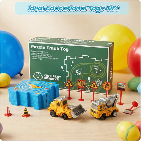 3-5 Bulldozer 3 4 5 6 Plastic Puzzles for Kids Ages with Toy Car + Cement Mixer, Toddler Puzzles Gift, Critical