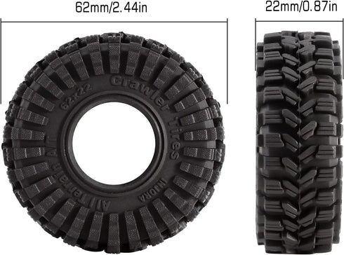 INJORA 1.0 All Terrain Super S5 King Trekker Tires - Soft Sticky for 1/18 TRX4M 1/24 RC Crawler Axial SCX24 FMS FCX24