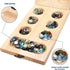 Set 72+8 Package AMEROUS Wooden Mancala Board Game - Upgraded Larger Size - Bonus Multi Color Glass Stones - Folding