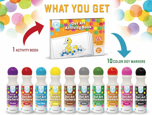 Dot Markers | 10 Washable Color Bingo Daubers for Toddlers, Toddler Activities, Bingo Markers, and Activity Book