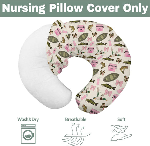 Summer Country Pink Fishing Hunting Girly Baby Nursing Pillow Covers for Girl Boats Bass Fish Duck Bows Nursing