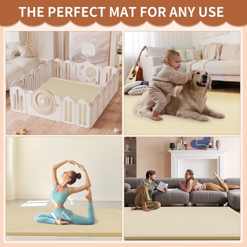 1.4" 50"x50" Tummy Baby Play Mat for Floor - Thick Memory Foam Rug, Playpen Time Mat, Soft Velvet Nursery Rug, Large