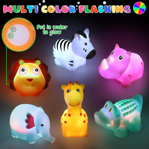 Light Up Bath Toys for Toddlers, No Hole Bath Toys with Bath Book & Organizer, Glow Bath Time Gift for Kids