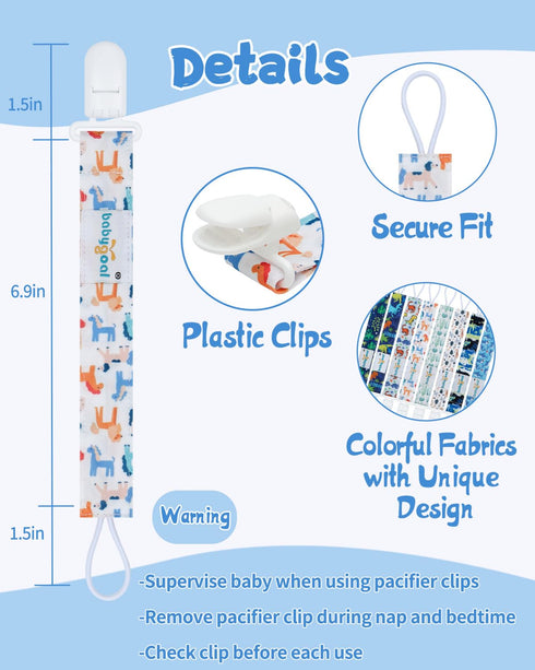 Aniaml 8 Pack babygoal Neutral Pacifier Clips, Binky Paci Holder Clips Fits for Most Baby Pacifiers and Binkies