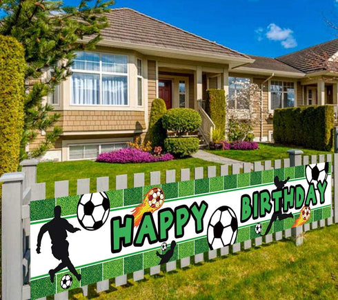 Large Soccer Happy Birthday Banner, World Cup Sports Themed Party Decorations, 9.8 x 1.6 Feet