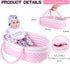 10Pcs 17-22 inch Set Reborn Baby Doll Clothes with Bassinet Blanket Diaper fit Reborn Dolls Cute Pink Baby Doll Clothes