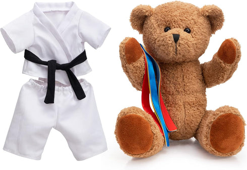 16 inches HollyHOME Karate Bear Stuffed Animal Teddy Bear in Karate Uniform Unique Toy Gifts for Kids and Karate Lovers