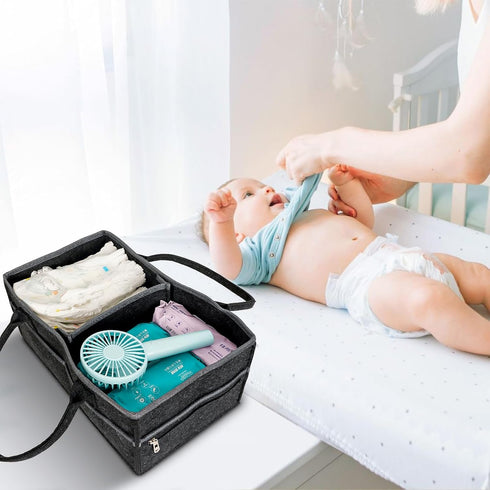 Baby Co. Diaper Caddy - Black, 36 x 22 x 18cm, Car Organizer for Diapers and Wipes, Gift for Newborns