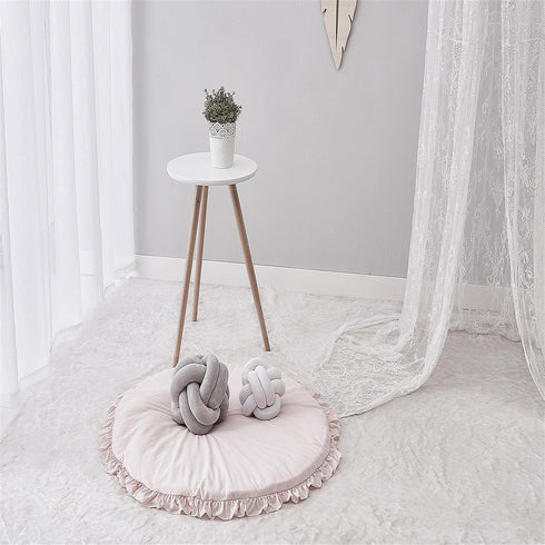 CVGAGIF 39.3 Inch, Pink Cotton Round Rug, Kids Play Mat & Tent, Machine Washable, Indoor Use