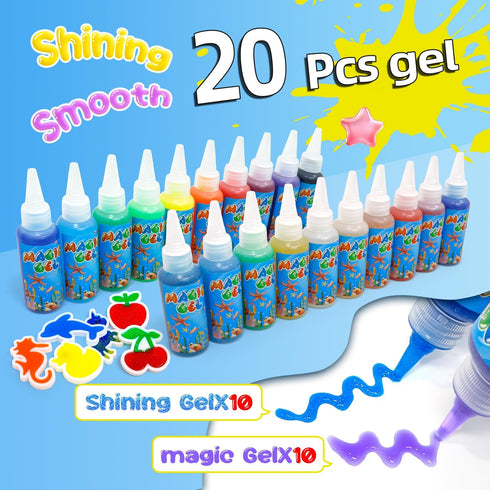 20 24 Set, Flavery Magic Water Elf Toy Kit, Fairy Water Gel Kit with Magic Gels and Shape Molds, Craft for Kids, Aqua