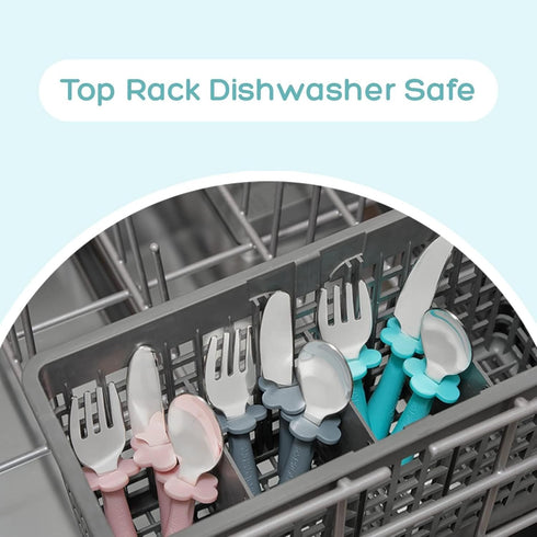 Grabease Toddler Silverware Set, Forks, Spoons, and Knives, BPA and Phthalates-Free, Dishwasher Safe, Teal