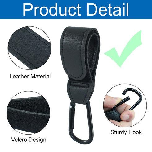 Seimneire 2 Mommy Pcs Black Stroller Hooks Clips, Baby Hook Straps for Diaper Shopping Bags Stroller Accessories