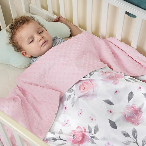 50x60 Inches PHF Minky Baby Blanket for Girls, Soft Double Layer Baby Blankets with Dotted Backing, Receiving Blanket