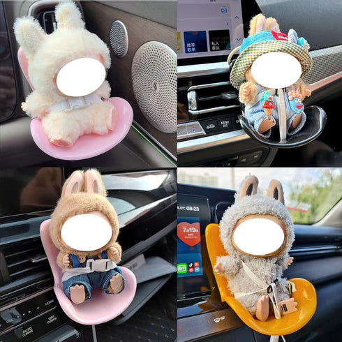 NUJOLI 10-17cm, Car Seat for La bu bu Dolls Car Decoration Chair with Air Vent Clip, Doll Accessories Sofa Seat