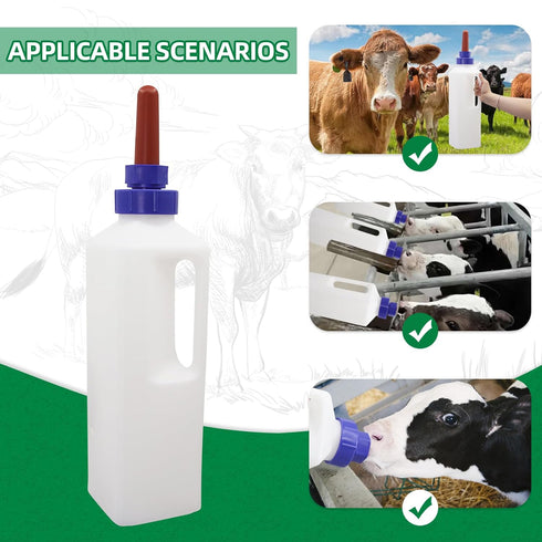 USUNFARM on,3L Calf Bottle Nipples Screw Large Capacity Calf Nursing Bottle for Farm Animals,Double Layered Lid Animal