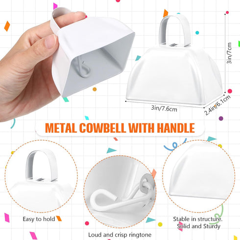 ZCYSRLQIN 24 Pcs Hand Clappers and Metal Cowbells Noise Makers Cheering Clappers Cow Bells Handle Cheers Dance