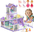 randhar Lilac Purple Doll House for Girls, Dream Dollhouse 9 Rooms with 2