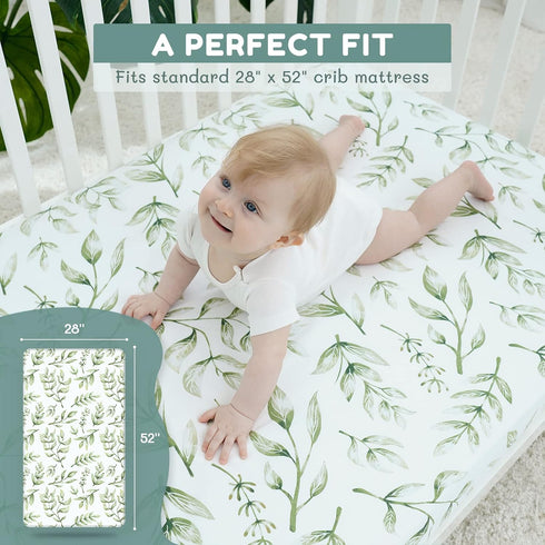 2 Pack 28" 52" TCBunny Premium Fitted Baby Crib Sheets for Standard Crib Mattress - Ultra-Soft Cotton, Stylish Rabbit