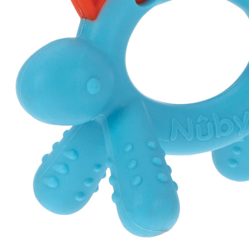 Nuby Geo Zoos Massaging Teether, Baby Teething Toy, Soft Easy Grip, 3+ Months, Dino