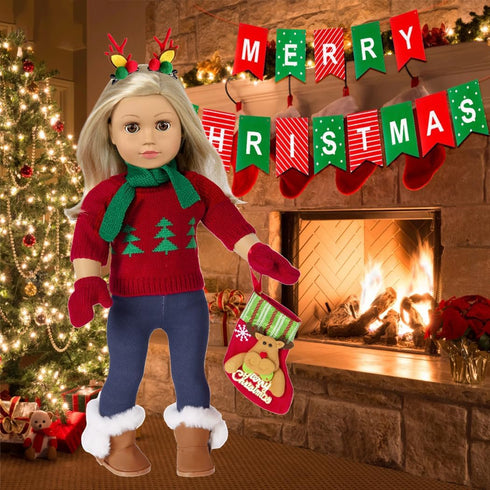 Set 17 18 Inch Set Ebuddy Doll Clothes & Accessories - Christmas Santa Costume for & Dolls, Including Xmas Tree Sweater