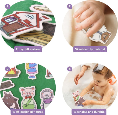 12 Pack Set,Fairy-Tales CHEFAN Felt Board Stories Flannel Board Stories with a Foldable Board for Preschool