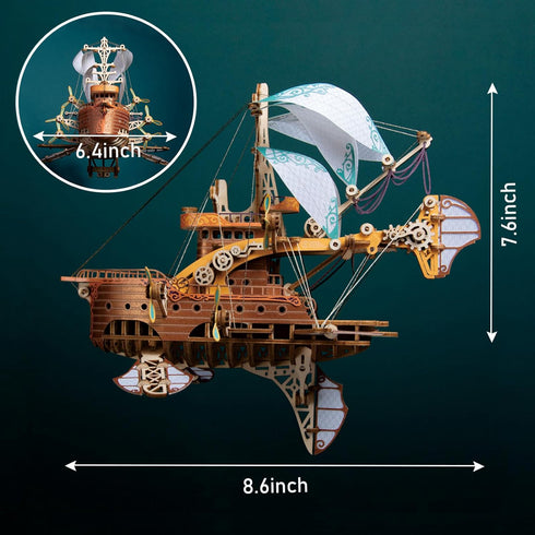 GuDoQi 3D Wooden Puzzles for Adults, DIY Fantasy Spaceship Model Kit, Educational Brain Teaser Assembly Toy