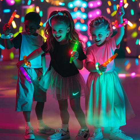 24PC Set 8-12 OceanWings Lights up Pop Tube for Kids Adults,Glow Sticks Stretchy Tube Fidget Toys for Classroom Prizes