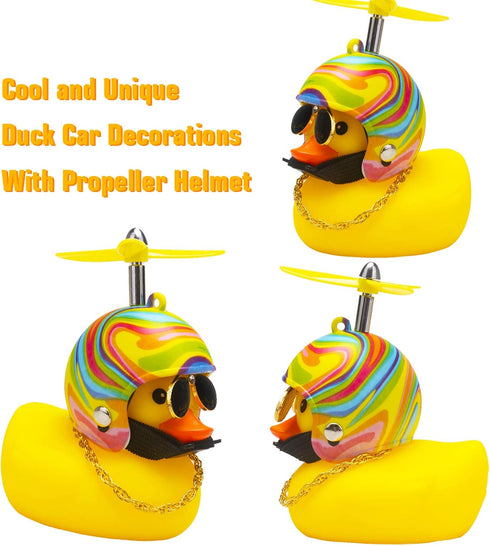 wonuu Rubber Duck Car Decorations, Cute Yellow Duck Dashboard Ornaments with Propeller