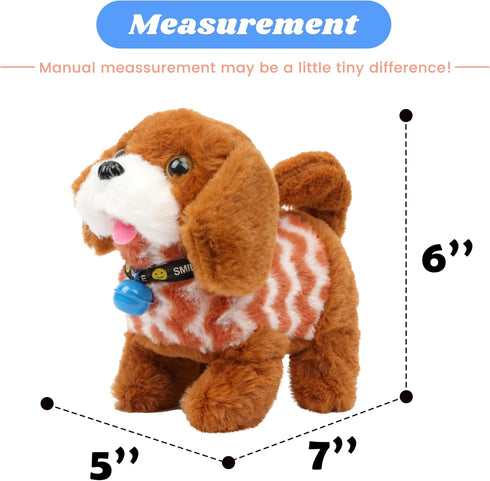 Hopearl Walking Dog Golden Retriever in Brown Vest - Interactive Electronic Pet Plush Toy Puppy Woof and Moving