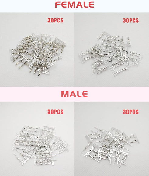 60Sets JST Servo Connector Kits, Plug Male/Female Crimp Pin Cable Kit for RC Car Hitec Spektrum Model Airplanes