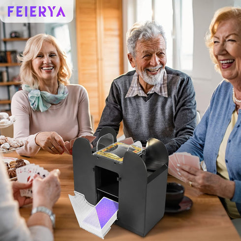2/1/4/6 FEIERYA Automatic Card Shuffler Deck,Battery-Operated Electric Poker Shuffler,Playing Card Shuffler for Home