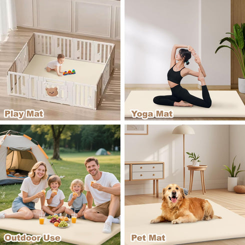 50" 50",Premium Baby Play Mat X Foam Crawling Mat, Thick & Super Soft Vegan Leather Floor Mat,Non-Slip Cushioned Baby