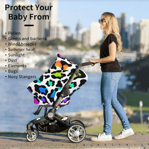 Schgap Colorful Leopard Car Seat Covers Canopy for Baby, Nursing Cover Breastfeeding Baby Carrier Cover Stroller Cover