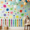 10 Sheets Creative Colorful Crayons Wall Decals Watercolor Ink Splash Dots Pens