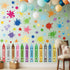 10 Sheets Creative Colorful Crayons Wall Decals Watercolor Ink Splash Dots Pens