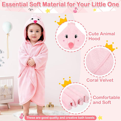 Sublaga 4 Set, 32x32 3 Pcs Baby Towels and Washcloths Hooded Baby Towel, Soft and Absorbent Baby Bath Towels, in Baby