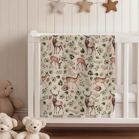 Cstdyfrv Country 60x80in Vintage Deer Boho Leaves Baby Blankets for Boys Girls Animal Receiving Swaddle Blankets