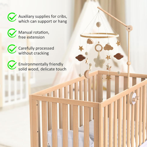 Lavendex Baby Crib Mobile Arm Wooden Mobile Holder for Crib (Beech Wood), Baby Mobile Hanger & Mobile Arm for Crib